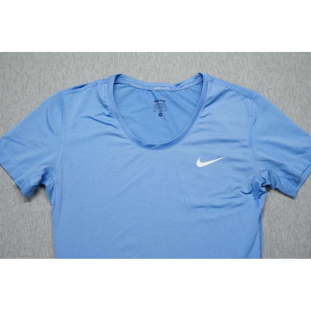 Nike Pro Shirt Womens Medium Blue‎ Short Sleeve Scoop Neck Dri Fit
